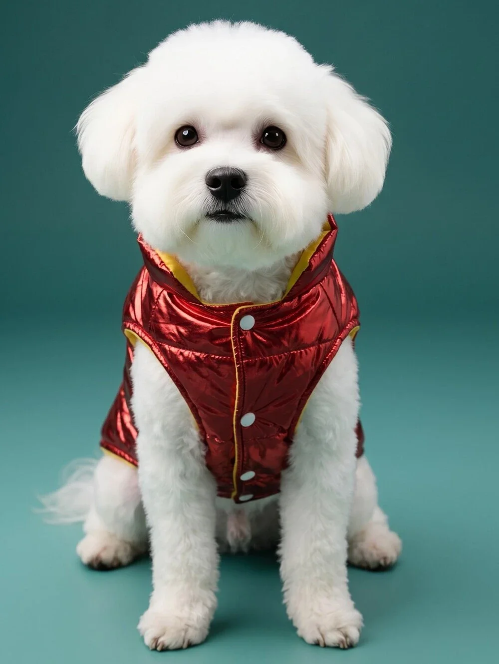 NWT Dog Coat Metallic Red Puffer Rain Jacket Shiny Winter Pet Outerwear Costume
